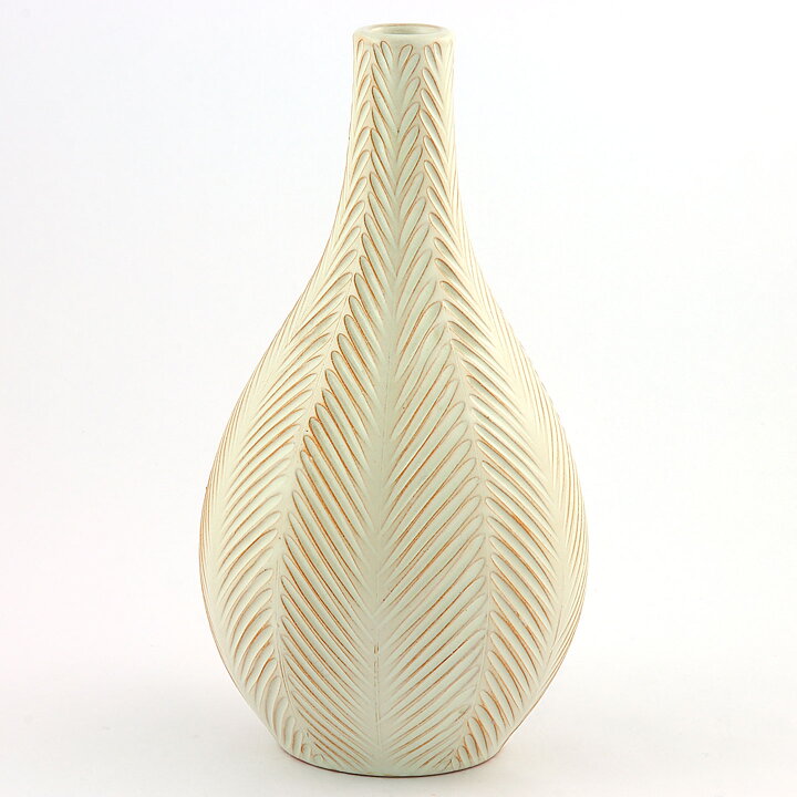 Anna-Lisa Thomson (1940) White Vase with Fishbone Relief 24 cm