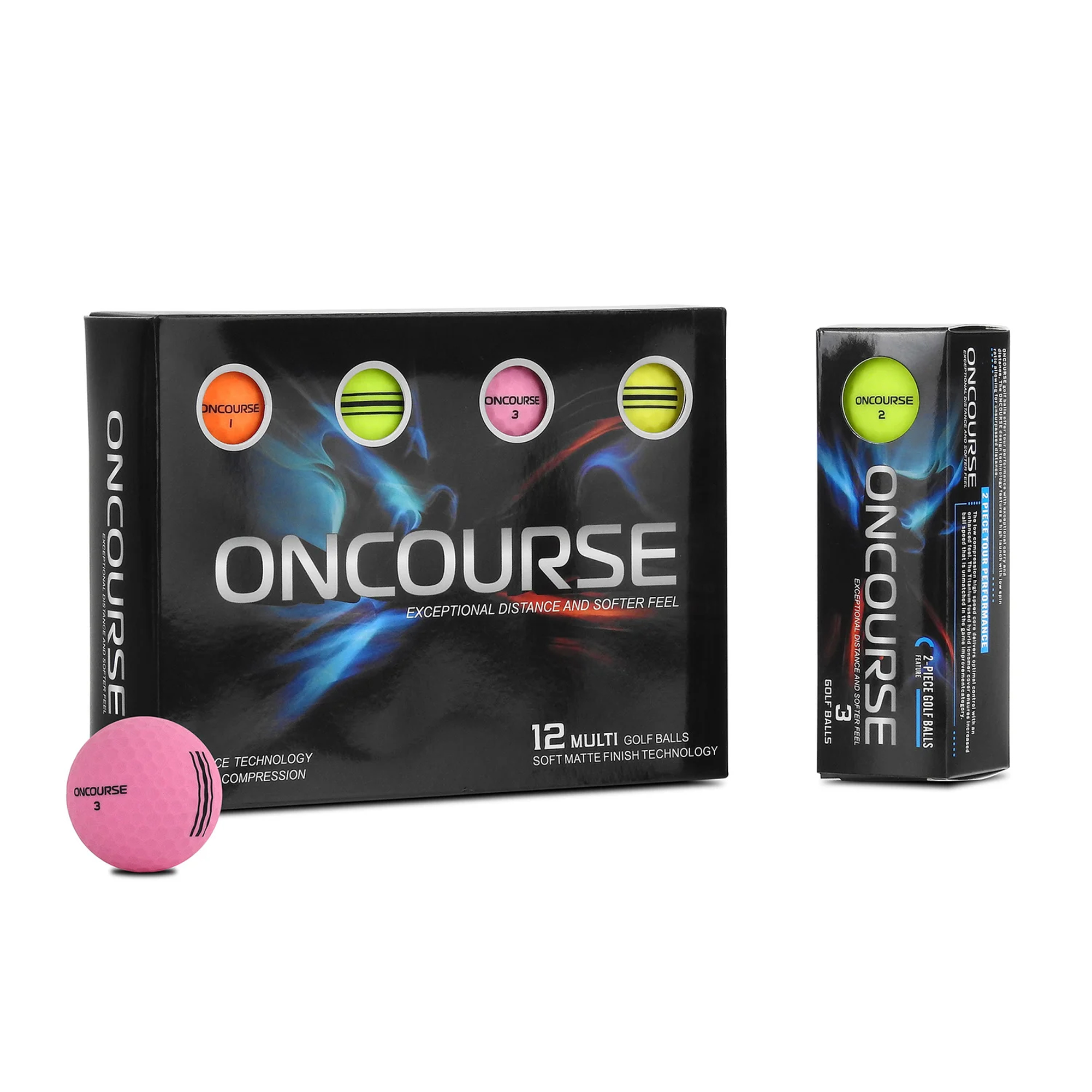 OnCourse Mulit Matte Colours Golf Ball12-pack - 2