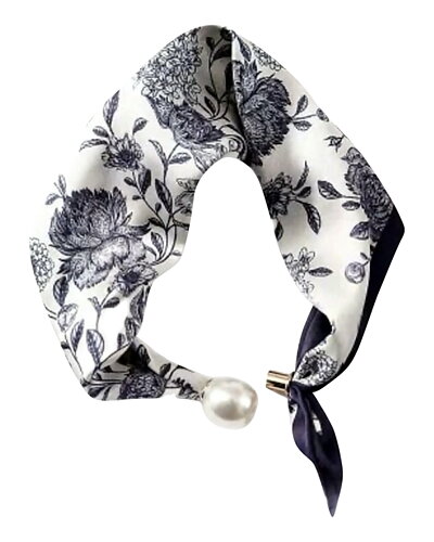 Scarf Chloe med magnet mörkblå/vit blommig