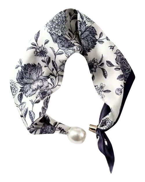 Scarf Chloe med magnet mörkblå/vit blommig