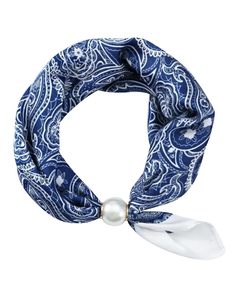 Scarf Chloe med magnet mönstrad denimblå/vit