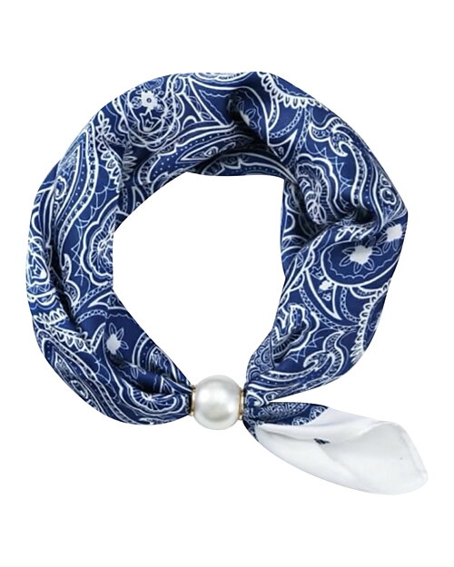 Scarf Chloe med magnet mönstrad denimblå/vit
