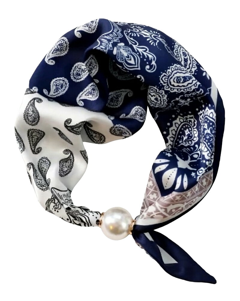 Scarf Chloe med magnet blå/vit paisley