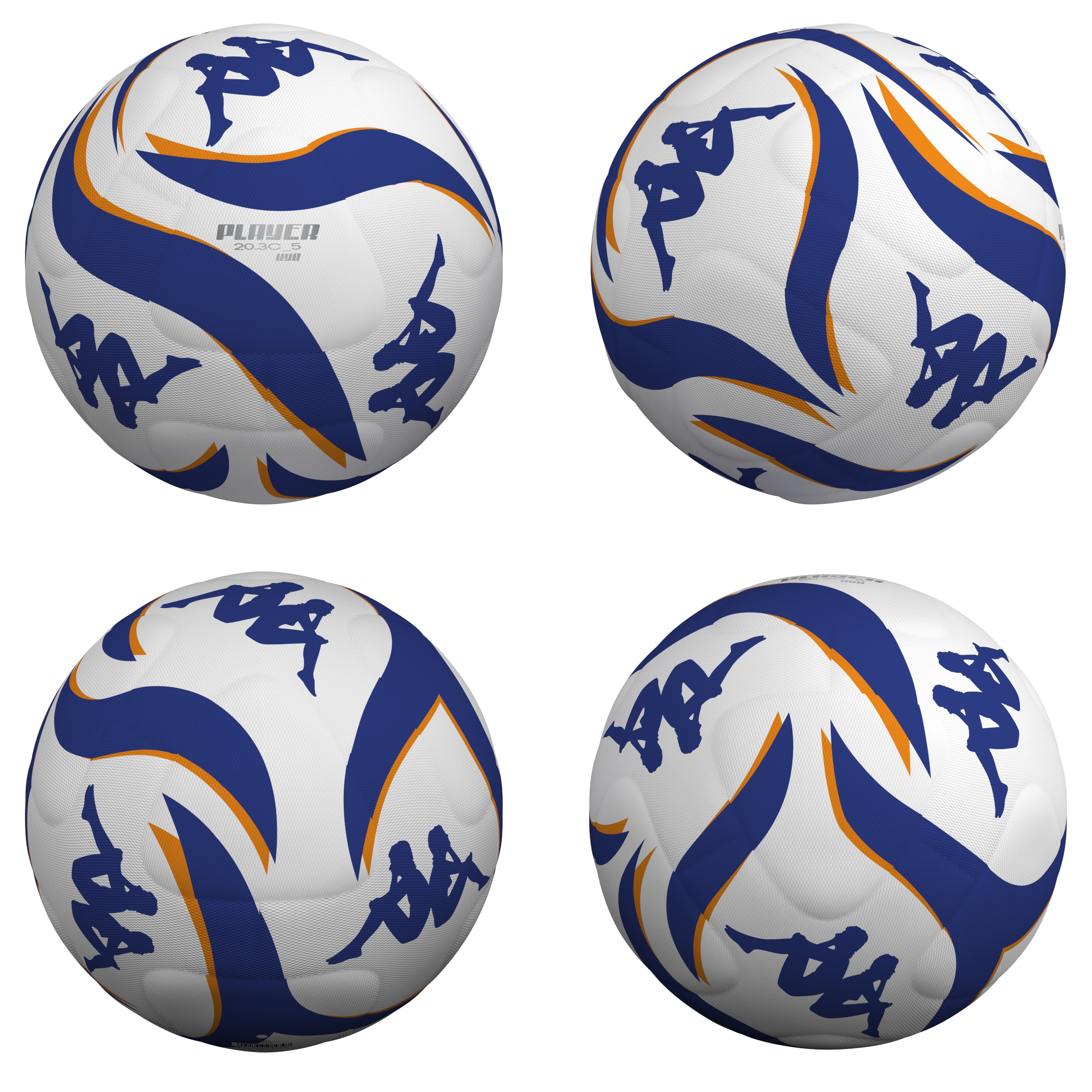 Kappa Player 20.3 HYB Fotboll vit/blå/orange – Hybrid Träningsboll (12-pack)