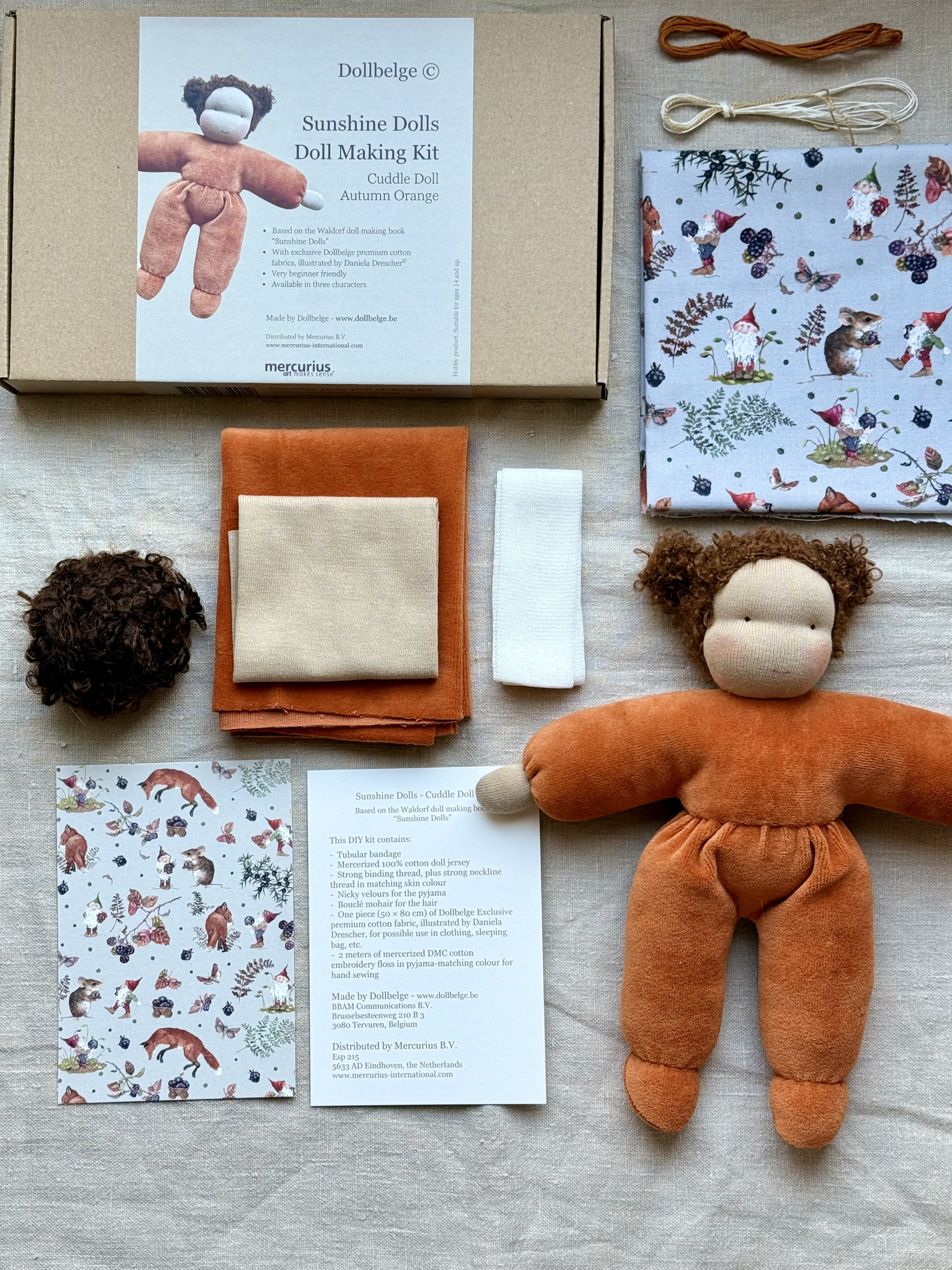 Gör din egen Waldorfdocka Docktillverkningskit – Sunshine Doll (Dollbelge) Autumn Orange