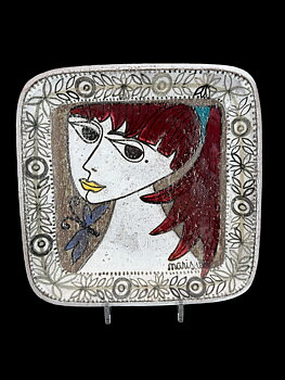 Upsala Ekeby, UE,Mari Simmulson, väggplatta/skål