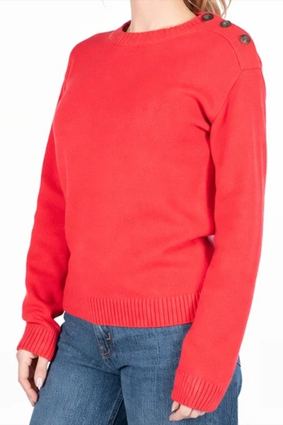 Bottoned Knit Sweater - Raspberry Red - Sebago