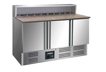 Pizzabänk 3 dörrar + kylränna 8× GN 1/6