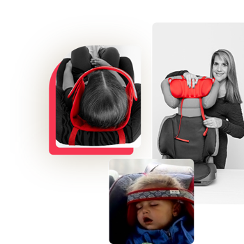 Barnhuvudstöd för bilstolar NapUp. Röd.