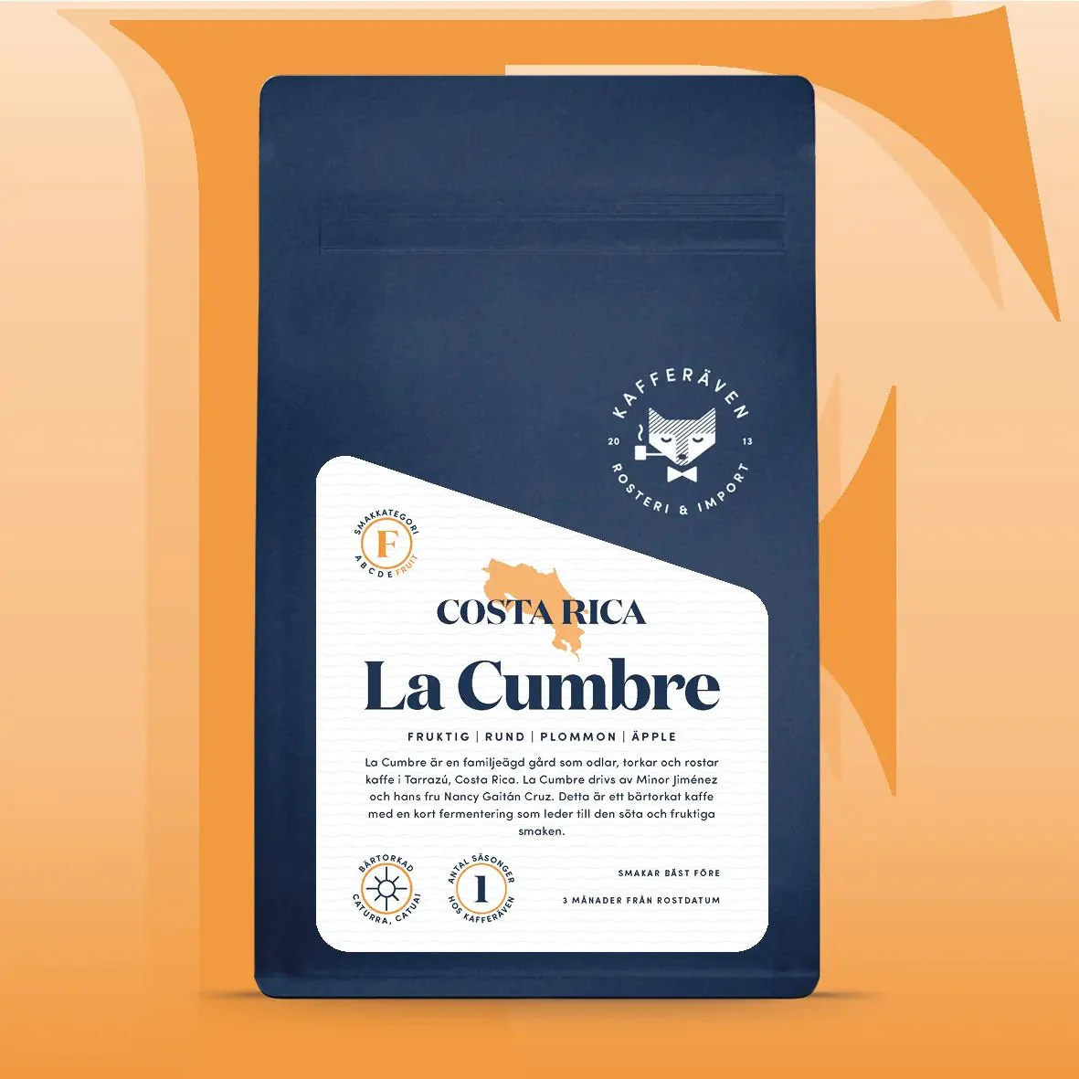Kafferäven -La Cumbre - Natural - Costa Rica -  Ljusrostade hela kaffebönor - 250g