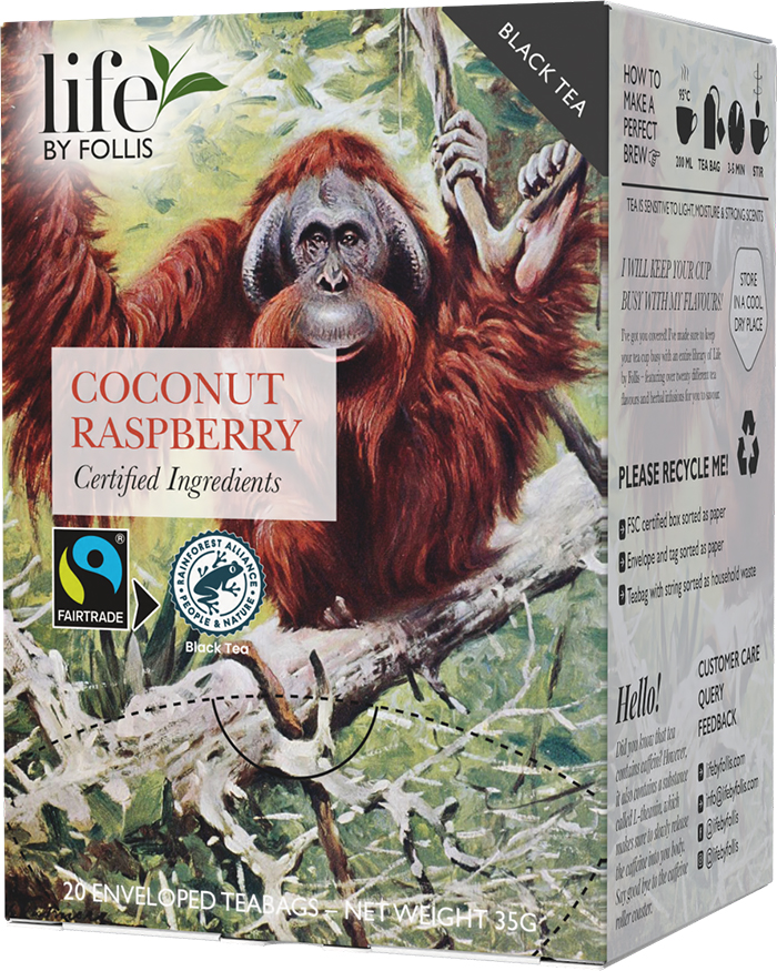 Life by Follis Coconut Raspberry Rainforest Fairtrade - Tepåsar 20-pack