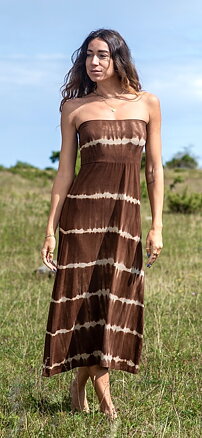 Trikåkjol/klänning tie dye - brown