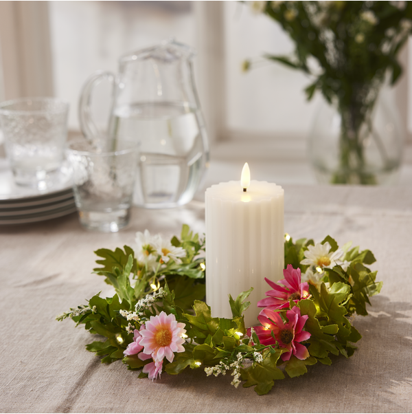 Blomsterkrans med belysning 