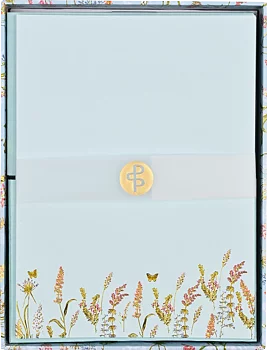 Boxed Stationery Set : Blooms & Butterflies - Ask med 30 brevpapper och 24 kuvert