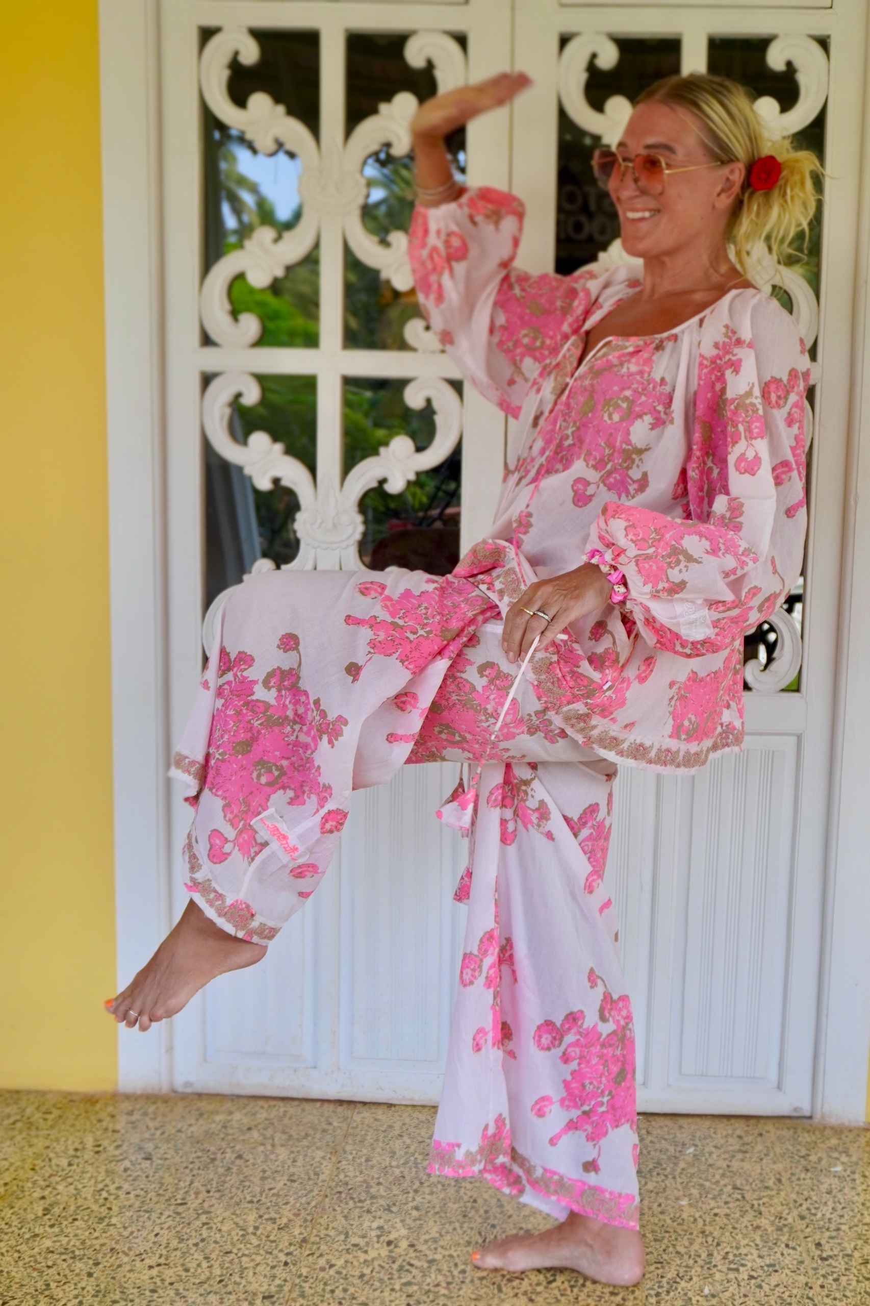 CARA MIA COTTON PANT PINK BUNCH 