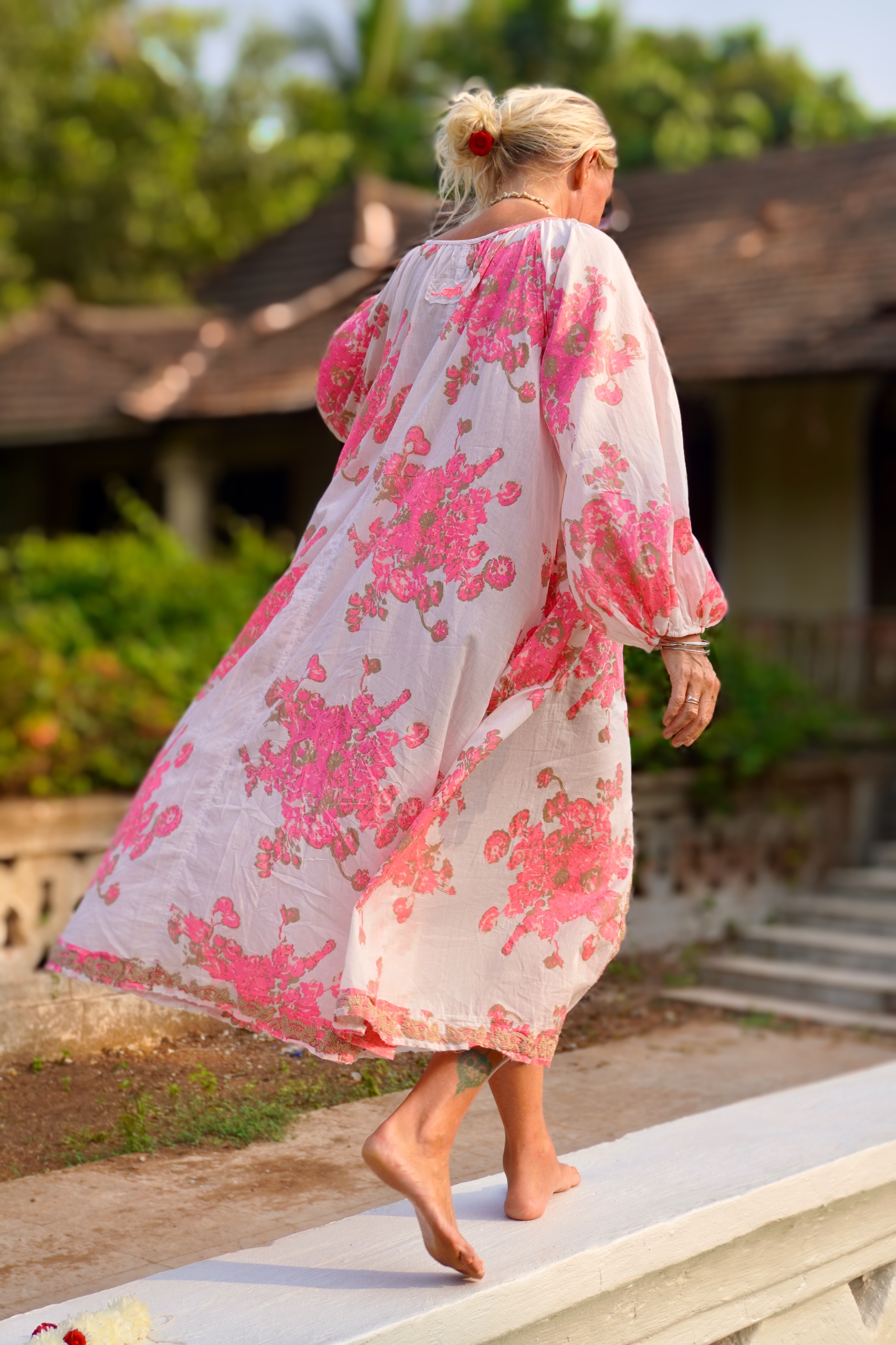 CARA MIA COTTON MAXI DRESS PINK BUNCH - Agencies Turquoise