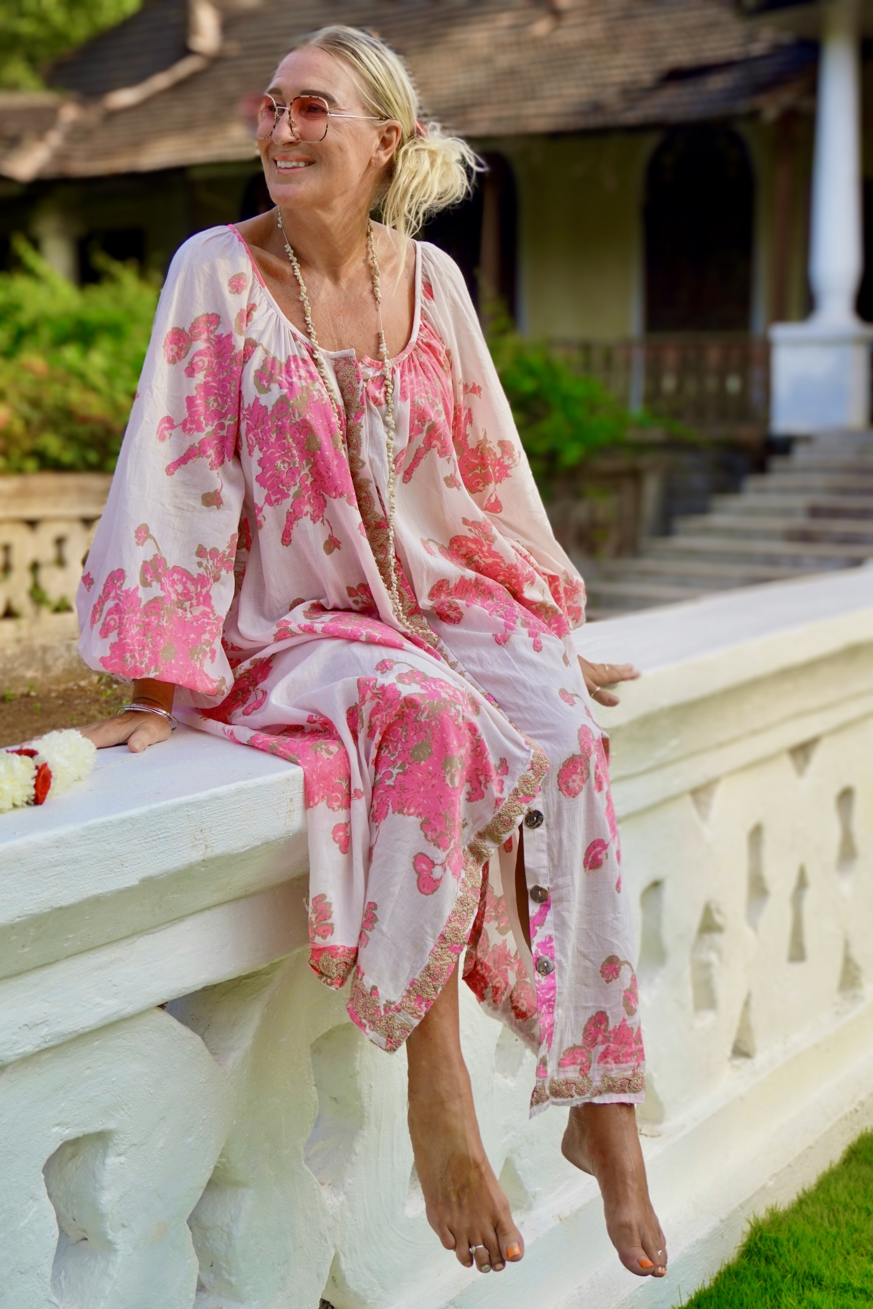 CARA MIA COTTON MAXI DRESS  PINK BUNCH  - 4