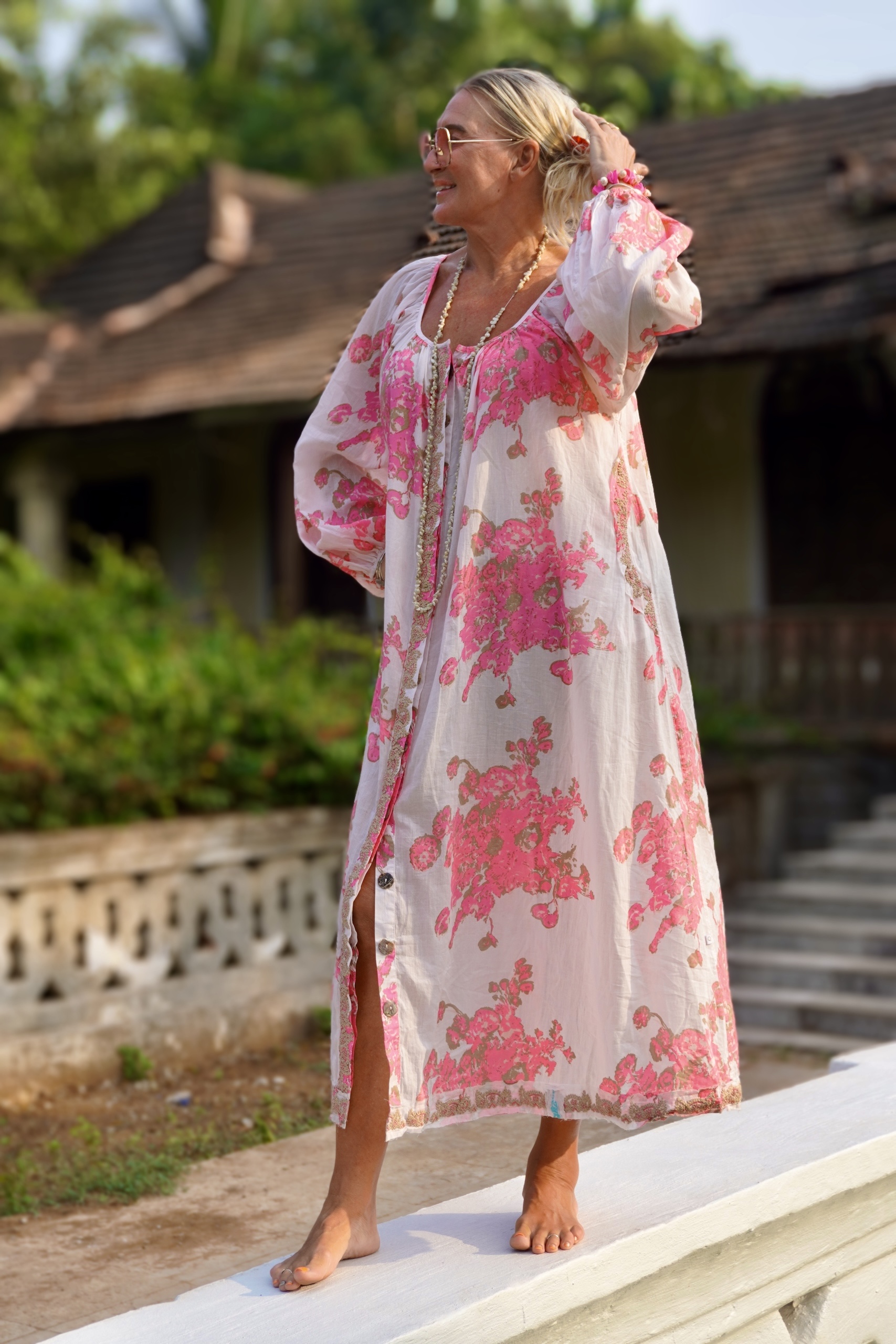 CARA MIA COTTON MAXI DRESS  PINK BUNCH  - 3