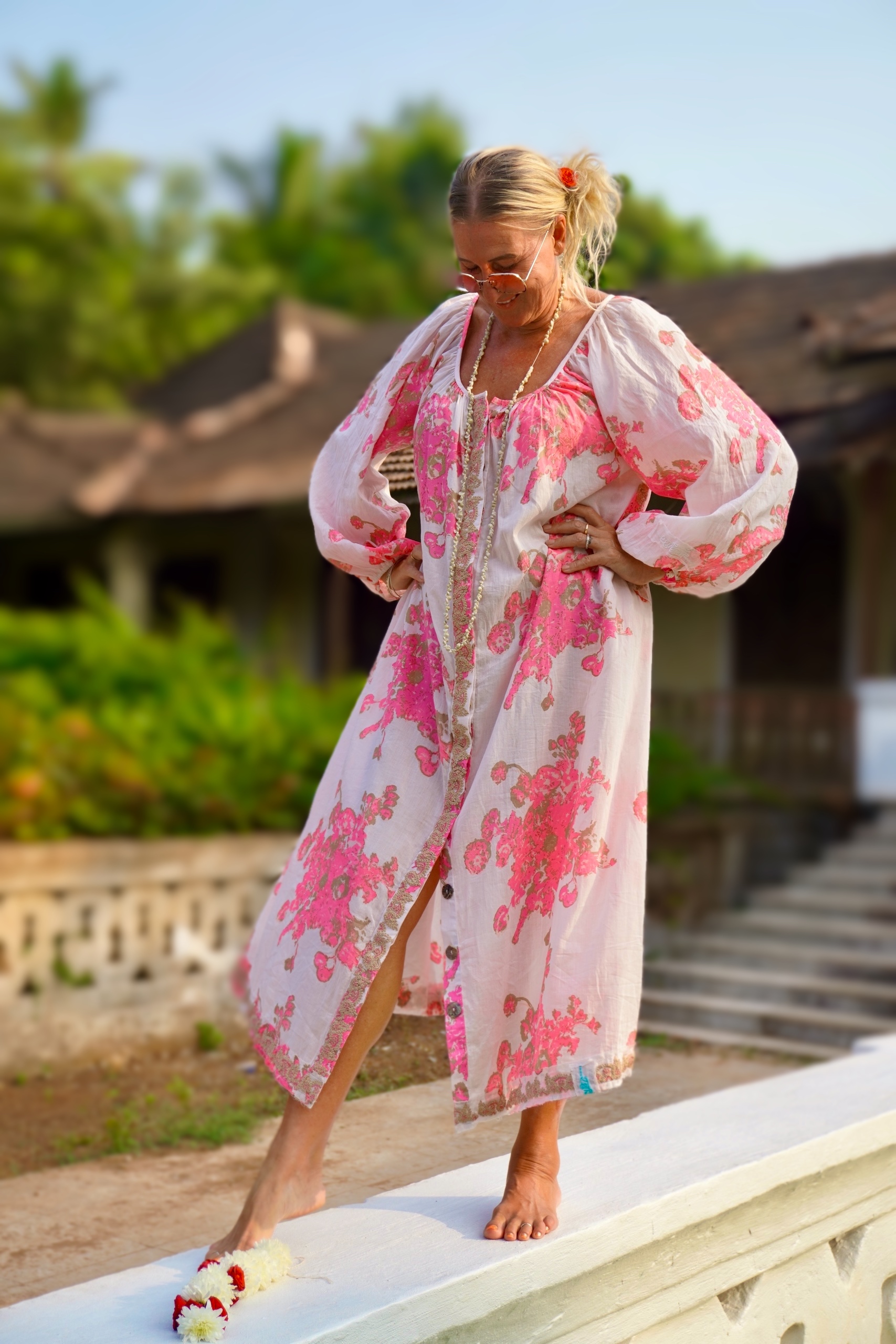 CARA MIA COTTON MAXI DRESS  PINK BUNCH 