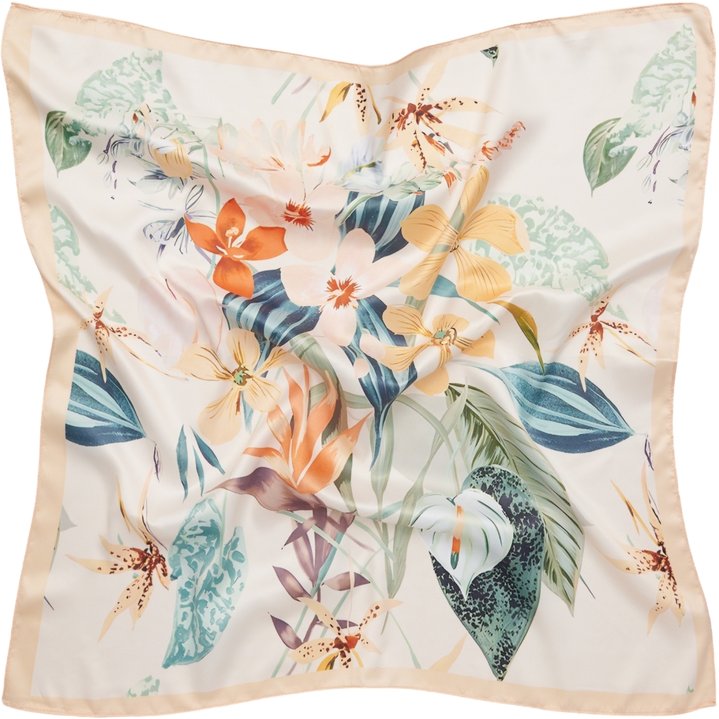 Scarves / Flowers / Beige-Grön mix