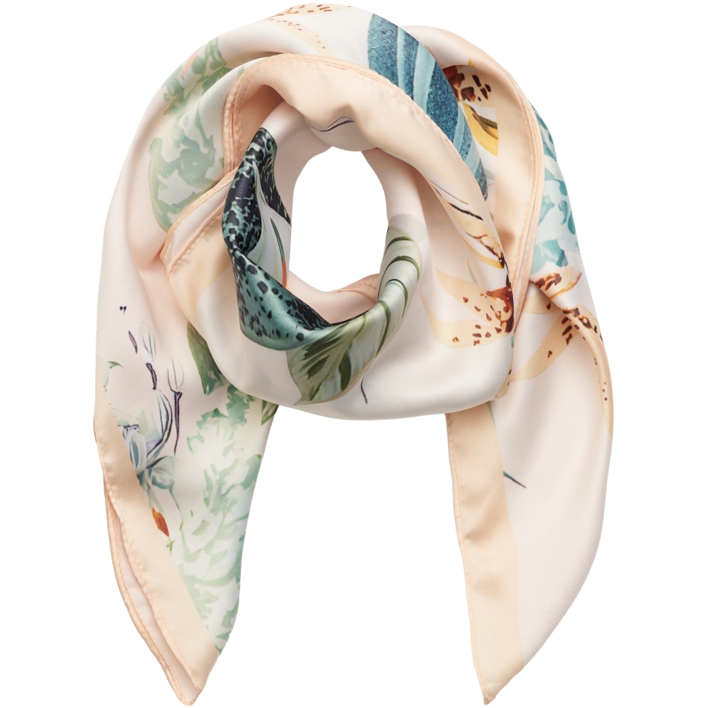 Scarves / Flowers / Beige-Grön mix