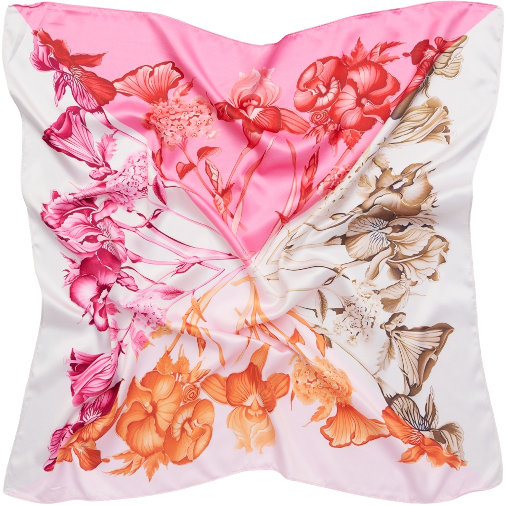 Scarves / Flower / Rosa, orange, beige 