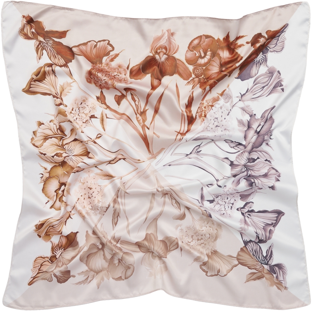 Scarves / Flowers / Beige-Taupe