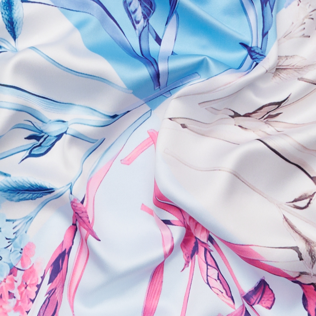 Scarves / Flowers / Blå Beige Rosa
