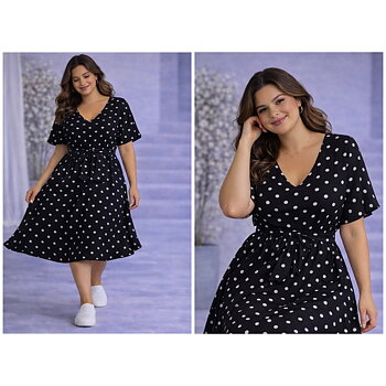 Klänning med prickar, svart 
