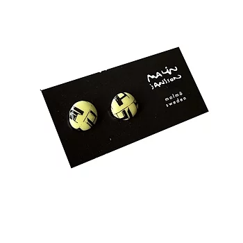 Örhängen - silver/porslin - DOT - mattgul/svart