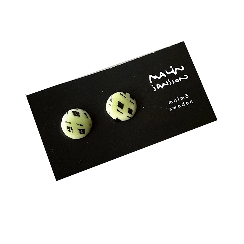 Örhängen - silver/porslin - DOT - lime/svart