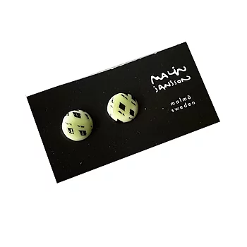 Örhängen - silver/porslin - DOT - lime/svart