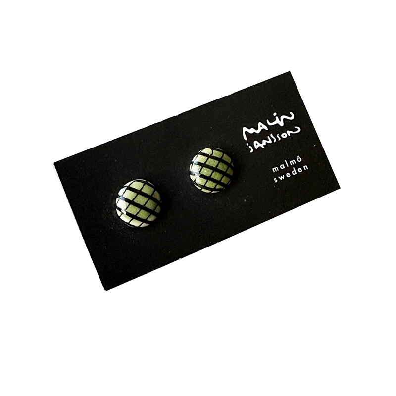 Örhängen - silver/porslin - DOT - mörk lime/svart