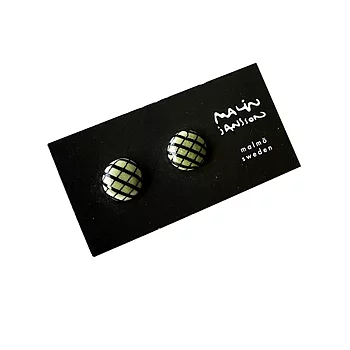 Örhängen - silver/porslin - DOT - mörk lime/svart