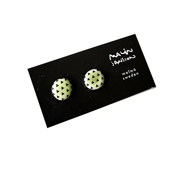 Örhängen - silver/porslin - DOT - lime/svart