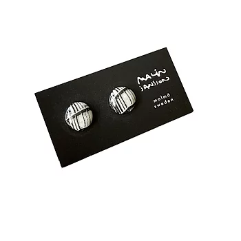 Örhängen - silver/porslin - DOT -vit/svart