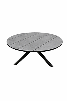 X-Leg runt utebord 150 cm med antracitfärgat kryssunderrede och HPL-skiva i betongimitation