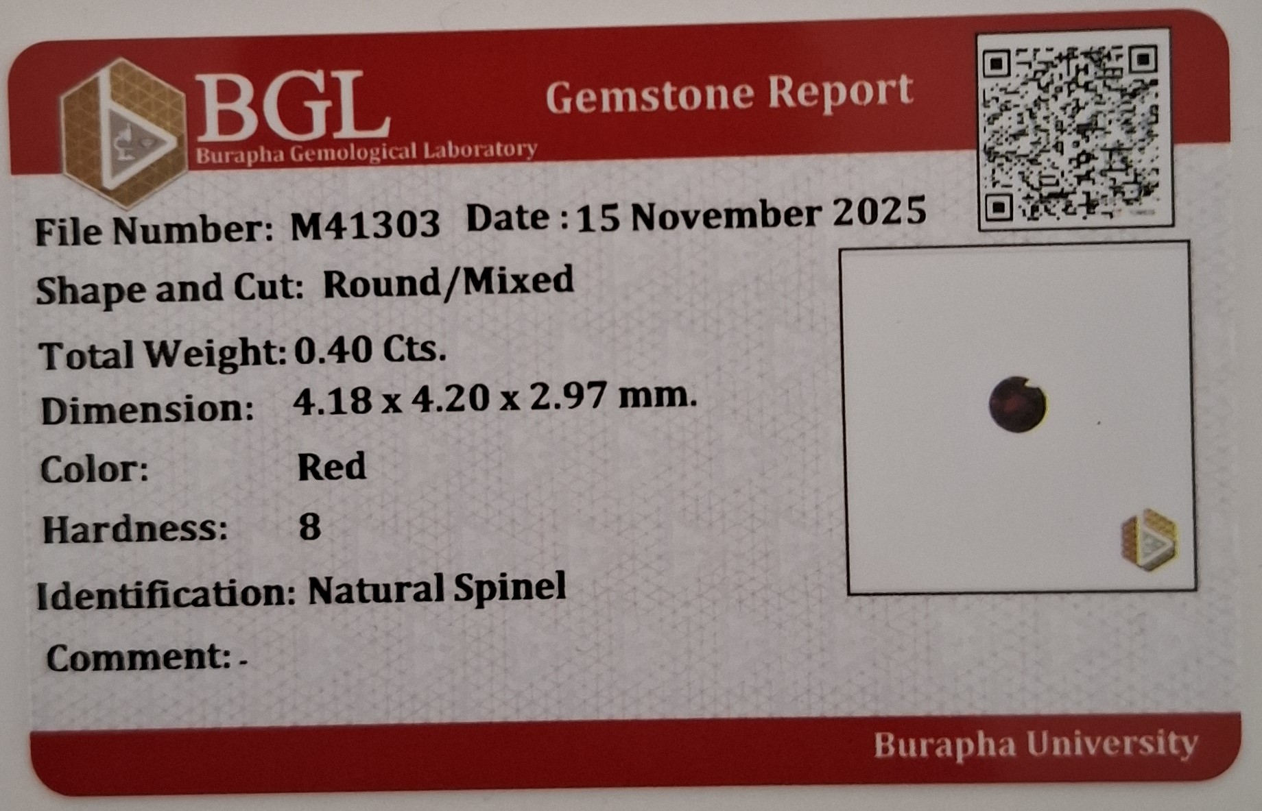 Rara gema de espinela roja natural auténtica procedente de Mogok, Birmania. - 4