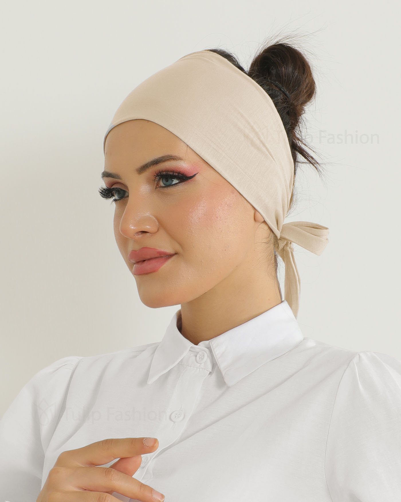 Underscarf - Jersey tie-back hairband - Light Beige