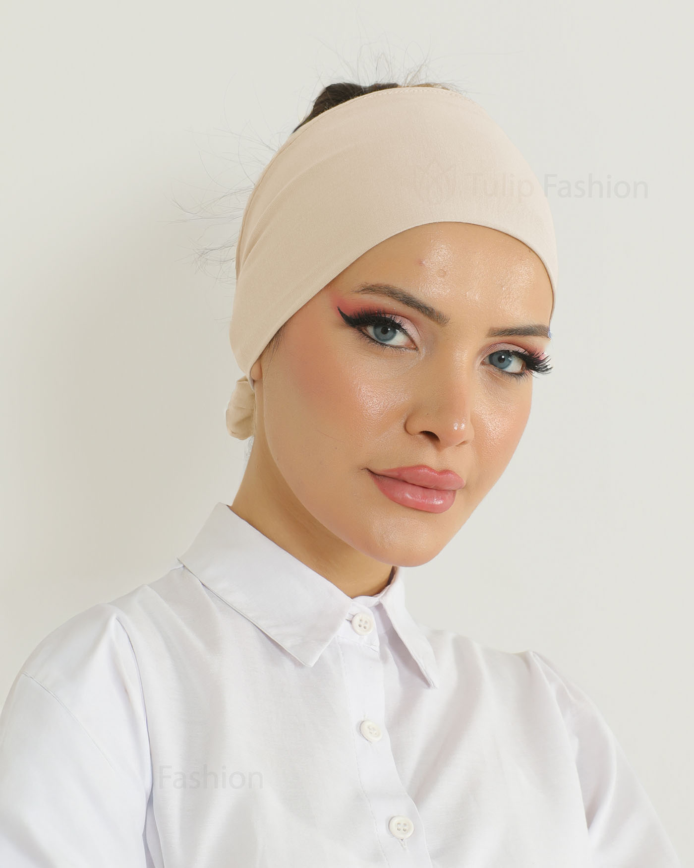 Underscarf - Jersey tie-back hairband - Light Beige - 4