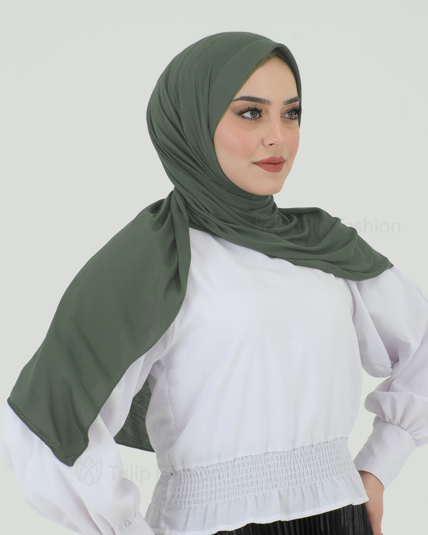 Hijab - Instant Jersey - Khaki Green - 3