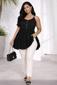 Tunika med knappar, svart 