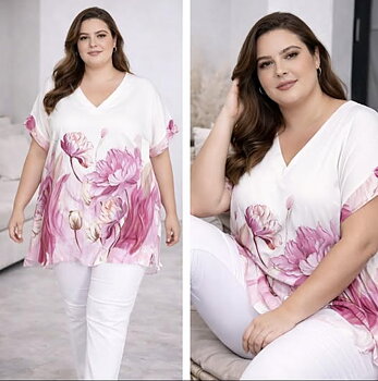 Tunika med mönster, rosa 