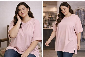 Topp med kort ärm, rosa 