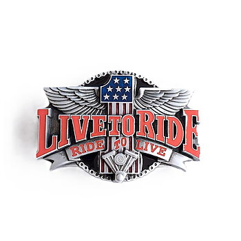 Live To Ride Motorcycle Rider Belt Buckle. Antique silver Western Cowboy Cowgirl.