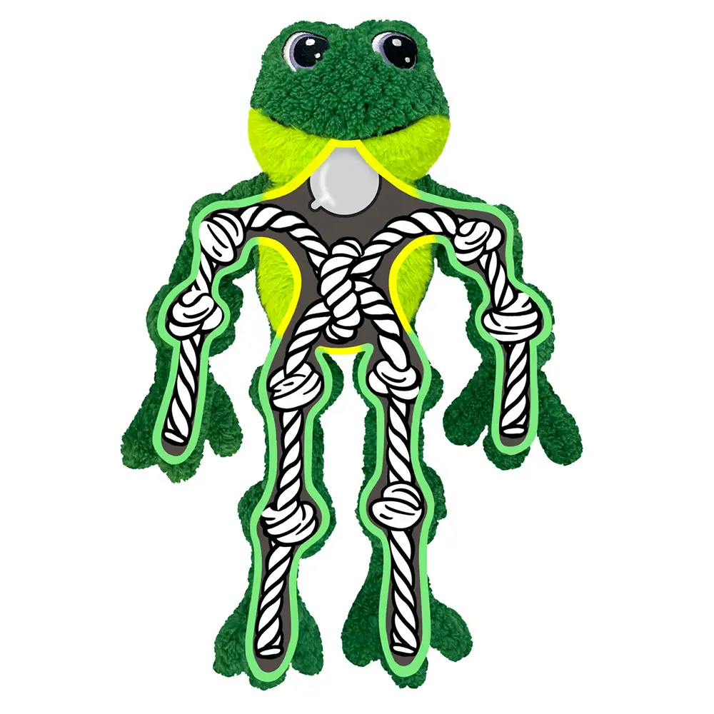 Large dog toy with rope skeleton KONG frog