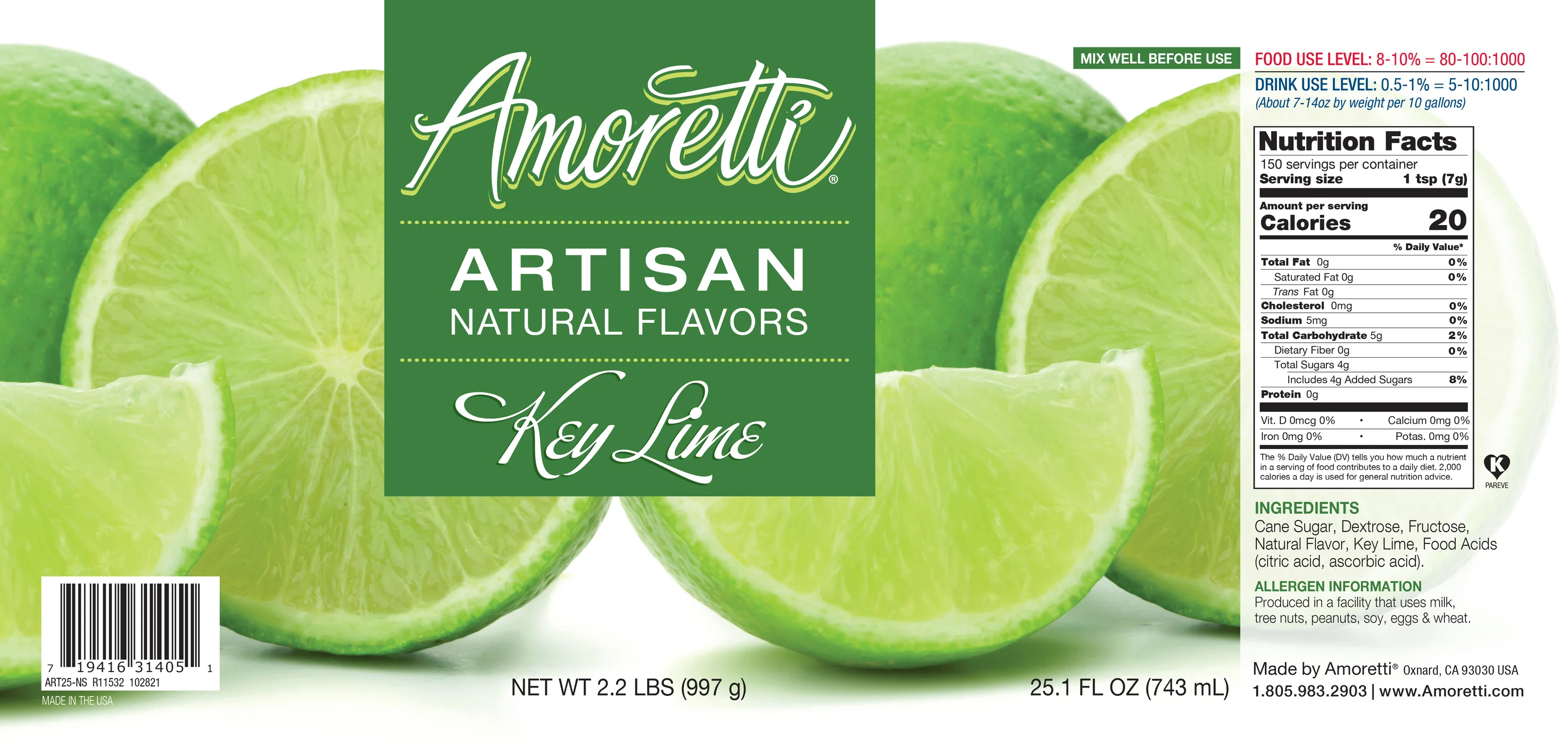 Key Lime, Amoretti Artisan, 226 g - 2
