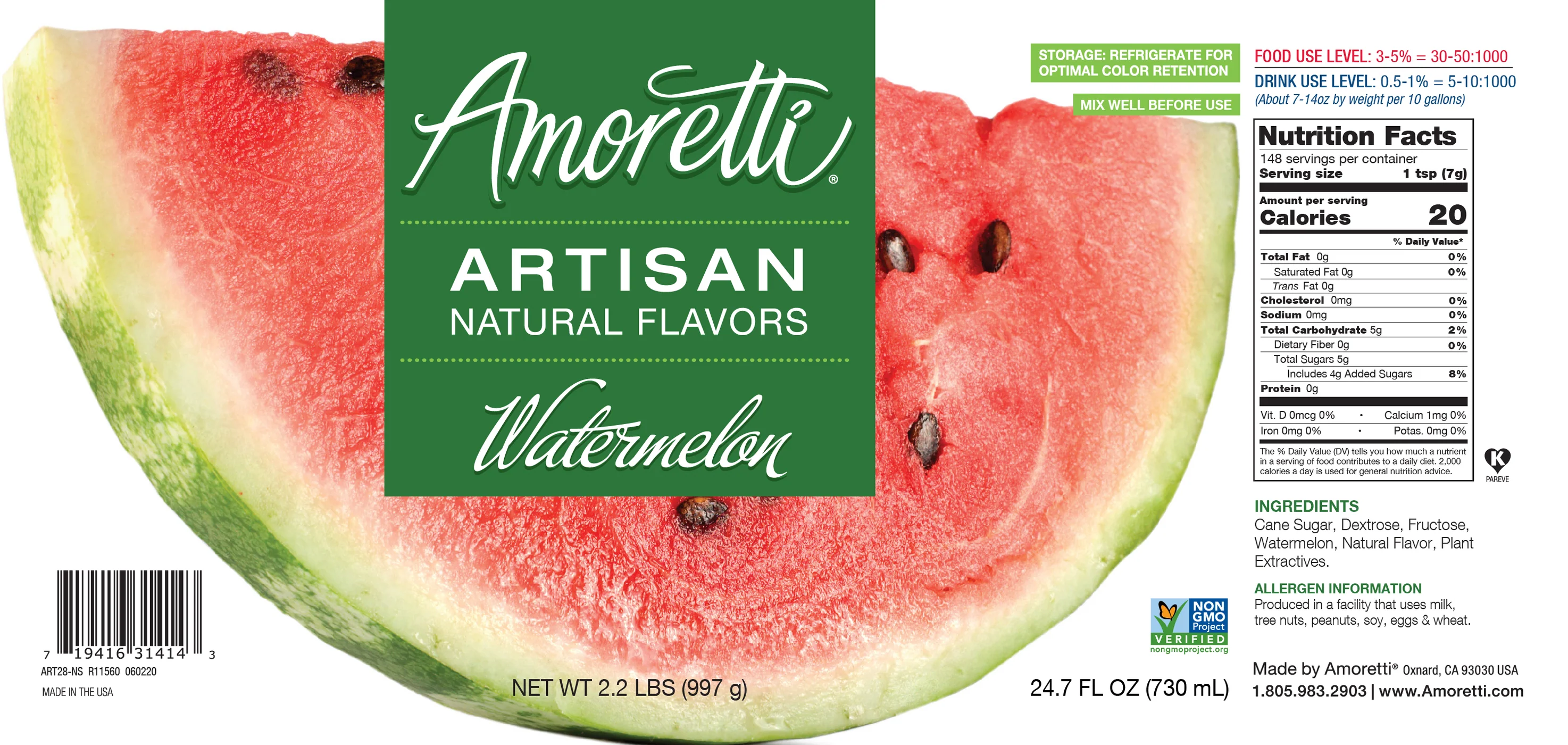 Watermelon, Amoretti Artisan, 226 g - 2