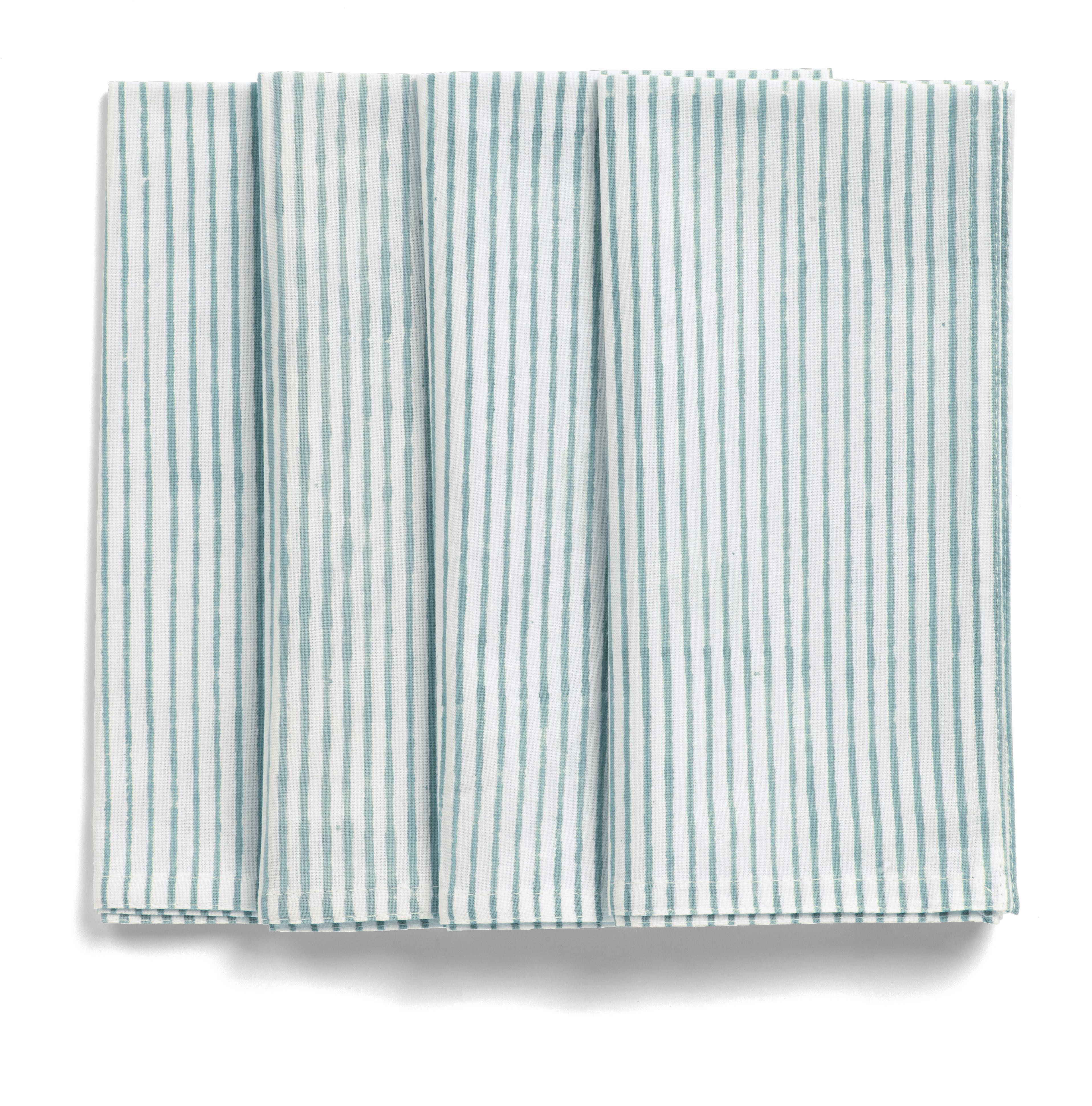 Servetter - STRIPE Turquoise - Chamois - 4-pack