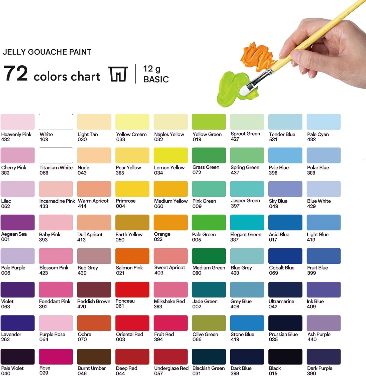 HIMI Twin Cup Jelly Gouache – 72 färger x 12 g - 7